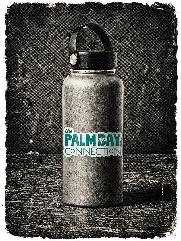 Teal Palm Bay Connection logo sticker on a bottle